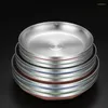 Plates 20/22/24CM Stainless Steel Round Dinner Plate Thickened Anti-Scalding Restaurant Tableware Dumpling Tray