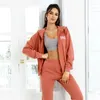 Active Set Woman Clothes Yoga Set 2 Pieces Sport Casual Loose Brodered Jacket Hoodie Running Fitness Legings Pants Gym
