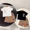 Kid Set Kid Designer Set Baby одежда детская одежда роскошная бренда 2023 Летние шорты с медведями классические полосы размер 90-160