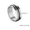 Wedding Rings Unique Roll Stainless Steel For Men 8mm Silver Color Finger Ring Engagement Bands Punk Jewelry Size 6.5-11.5