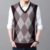 Мужские жилеты осень зимний классический стиль шерстяной жилет Argyle Pattern Fashion Casual Custred V-образный свитер мужской бренд кобельщики