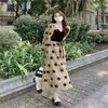 Casual Dresses 2023 Fall Women's French Vintage V-neck Drawstring Waist Closing Velvet Panel Flocking Slim Two Piece Dress