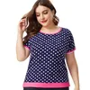 Women's T Shirts 2023 Summer Mom Clothes Short Sleeve Chiffon Fashion Ladies Vintage Elegant Plus Size Womens Polka Dot Tops