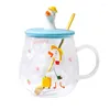 Vinglas Creative Cartoon Cute Annualing Duck Glass med locket genomskinligt Hög Borosilikatkontor Home Water Cup Coffee Mug