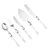 Dinnerware Sets 430 Stainless Steel Plastic Handle Steak Cutlery Set Five-piece Household Cake