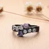 Bröllopsringar Fashion Pink Purple CZ Zircon Jewelry for Women Party Ring Men Gift Drop