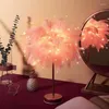 Luzes noturnas Controle remoto Feather Table Lamp USB/ Bateria Power Diy Creative quente Árvore leve árvore abandada de casamento Decoração de quarto de casa