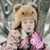 Berets Real Fur Children's Hat For Baby Girl Winter Warm Solid Color Ear Protection Cap