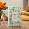 Cartes de vœux 50pcs / pack faveurs florales creuses invitation de mariage découpée au laser avec page intérieure personnalisable fête d'anniversaire d'affaires