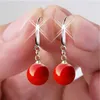 Dangle Earrings Chandelier Natural Red Hand Carved Water Drop Jade Fashion Boutique Jewelry Men's and Women's Gift Accessoriesdang