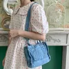 Sacs de soirée toile Femme Femme Petite sac d'épaule Fille Blue Tissu Sac à main Petit fourre-tout décontracté Détalable Solte à fermeture éclair Lady Purse