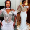 2023 Arabic Aso Ebi Luxurious Mermaid Wedding Dress Lace Beaded Crystals Sexy Bridal Gowns Dresses ZJ099