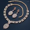 Ensemble de boucles d'oreilles et collier, 4 Options de styles, cristal blanc, Zircon, or Rose, bijoux d'oreille, pendentif, M02-T2