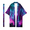 Etniska kläder Män japanska långa kimono cardigan samurai kostym flamma lätt mönster skjorta yukata jacka jacka