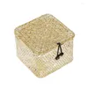 Saklama kutuları Rattan kutusu kapaklı denizgöce dokuma sepet el yapımı kozmetik hasır kap masaüstü ofis dekoru için