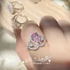 Pierścionki ślubne francuski romantyczny różowy cyrkon dla kobiet Prom Fashion Regulowany rozmiar biżuterii Prezenty Prezent 0096