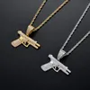 Colares pendentes Hip Hop Rock zircão embutido colar de pistolas jóias de corrente de corda MORR22