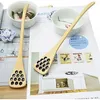 Ensembles de vaisselle 12 paquets en bois peigne à miel bâton Dipper cuillère café Stiring vaisselle pour les faveurs de mariage ou de fête