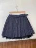 Kjolar 2023 Summer Fashion Luxury Women Wool Lace Pleated Mini kjol för kvinnlig GDNZ 10.31