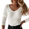 Camicette da donna Warm Chic Solid Basic Bottoming Top Canottiera Taglio 3D Camicia con scollo a V Streetwear