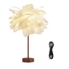 Luzes noturnas Controle remoto Feather Table Lamp USB/ Bateria Power Diy Creative quente Árvore leve árvore abandada de casamento Decoração de quarto de casa