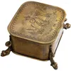 Storage Boxes Cosmetic Jewelry Box Antique Brass Carved Four Legs Bathroom Organization Tea Table Decoration Candy Style