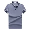 Polos pour hommes Polos Hommes Été Coton Spandex À Manches Courtes Solide Style Coréen Fermeture À Glissière Mâle Marque Mode Slim Fit Tees Tops