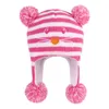 Berets Baby Winter Warm Trapper Hat 0.5-4Y Infant Toddler Cartoon Bear Stripes Double Pompom Snow Kids Fleece Lined Earflap Beanie