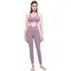 Active Sets Europe et les États-Unis Ensemble de yoga Soutien-gorge de sport sexy pour femme Taille haute Hanche Pantalon serré Respirant Séchage rapide Fitness