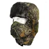 Berets Multi-purpose Bomber Hat Mask Warm Camo Lei Feng All-match For Male Female