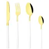 Dinnerware Sets Black Stainless Steel Set Knife Dessert Fork Tea Spoon Tableware Mirror Cutlery Kitchen Flatware Silverware