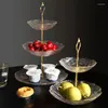 Borden Europese stijl multi-laags fruitbakje Huis woonkamer salontafel salontafel drielaags glazen cake dessert standdecoratie