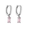 Hoopörhängen Hecheng Fashion Luxury Silver Color Korean Zircon Stud Pink Earing For Women Girl Party Gift Jewelry Z7