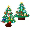 Noel dekorasyonları 1set keçe yapay renkli ağaç kapı duvar asılı süslemeler çubuk bulmaca oyuncakları ev dekor DIY aksesuar