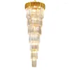 Chandeliers Modern Chandelier Lighting Villa Duplex Building Staircase Long Crystal El Lobby Hollow Large Hanging Lamp