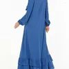 Ethnic Clothing Mellanöstern Muslimsk mode överdimensionerad storlek Kvinnors broderade pärlklänning med huvudduk Kaftan Islamiska för kvinnor