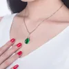 Colliers Femmes européennes et américaines goutte d'eau vert calcédoine pendentif zircon diamant émeraude blanc plaqué or collier fête anniversaire bijoux maman cadeau