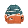 Herentruien jeugd mannen o-neck Koreaanse koe print gebreide trui casual pullover tops voor winter mode kledinglieden