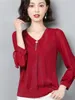 Damenblusen 3XL Frauen Frühling Herbst Hemden Dame Mode Lässig Langarm V-Ausschnitt Kragen Pailletten Elegante Blusas Büro Tops WY0767