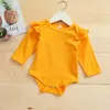 Flickaklänningar 3st småbarn spädbarn barnflickor höstkläder sätter fast långärmad romper sol tryckt bågsupphängning kjol pannband 0-24m