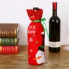 Juldekorationer Bottle Wine Cover Santa Claus Red Wrapper Holiday Clothes Dress Xmas Decoration Supplies