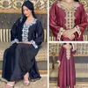Ropa étnica Mujeres Apliques Musulmanes Abaya Dubai Kaftan turco Robe Manga larga Maxi Vestido Vestidos femeninos Sueltos Islámicos