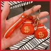 Keychains Cute Red Lucky Bag Key Chain Pvc Lanyard Chinese Traditionell Fortune Keychain Car Keyring Pendant Souvenir Gift Porte Clef