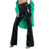 Women's Pants High Waisted Leather Trousers Women Breathable Stretch Casual PU Flare Female Black Blue Red Autumn