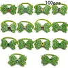 Dog Apparel 50/100pcs ST Patrick's Day Shiny Pet Bowties Green Cat Neckties Collar Small Grooming Supplies Clover Bows