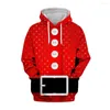 Felpe con cappuccio da uomo KANCOOLD Cardigan con cappuccio con stampa 3D da uomo per cappotto con cappuccio slim fit Cosplay Camicetta a maniche lunghe con Babbo Natale Felpa con cappuccio