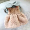 Hondenkleding puppy kleding poppen kraag wollen jurk verdikte pluche bronnen suspenders huisdier kat schattige kostuumrok rok