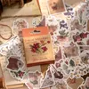 Hediye sargısı 50pcs/kutu çiçek mini kutu çıkartmaları kelebek bitki vintage scrapbooking diy günlük çubuğu lable sanat kolaj önemsiz