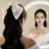 ヘッドピース花嫁ホワイトサテン弓ヘアピンウェディングストリーマヘッドクリップポードヘアアクセサリーエンゲージメントヘッドドレス