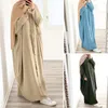 Etniska kläder Dubai Kaftan Muslimska kvinnor Abaya Islamiska turkiska Ramadan Maxi Robe klänning Mellanöstern Knappar Lång klänning Sleeve Dresses Caftan